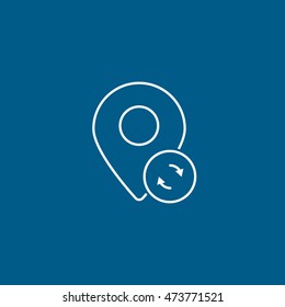 Map Pin Update Line Icon On Blue Background