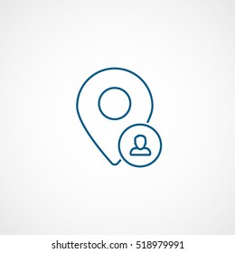 Map Pin User Blue Line Icon On White Background