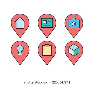 map pin and user interface icons set