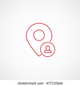 Map Pin User Red Line Icon On White Background