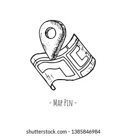 Map Pin. Vector cartoon illustration. Isolated object on a white background. Location designation.