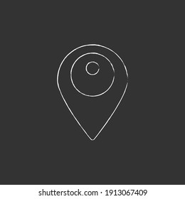 Map pin vector chalk icon