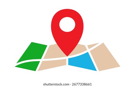 Map and pin. Vector color icon isolated on white background - Powered by Shutterstock - Get 15% off with code: PIKWIZARD15
