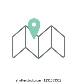 Map and pin vector icon