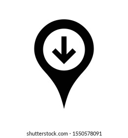 Map Pin Vector Icon With Arrow. You Are Here Pin