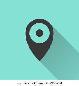 Map pin - vector icon in black on a green background.