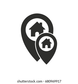 Map pin vector icon. Black illustration isolated on white background for graphic and web design.