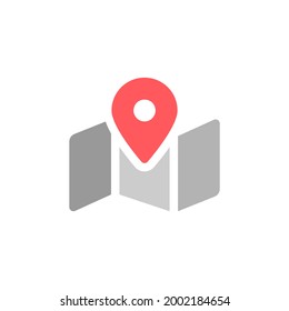 Map with pin vector icon. Location in the map symbol isolated Vector illustration EPS 10