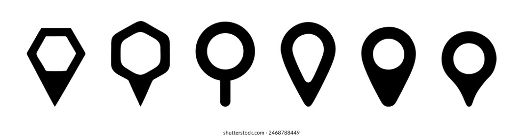 Icono de Vector de pin de mapa. Iconos planos de puntero de Locación.