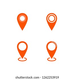 Map pin vector icon set, locate in map symbol