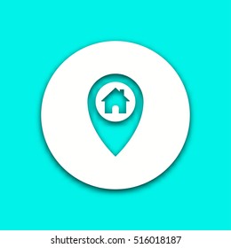 Map pin vector icon with shadow. Illustration isolated for graphic and web design.