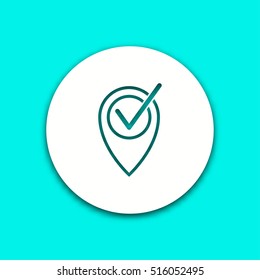 Map pin vector icon with shadow. Illustration isolated for graphic and web design.