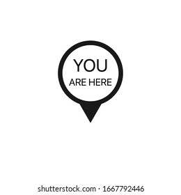 Map pin vector icon with you are here