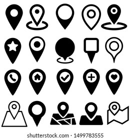 Map pin vector icons set. Pin icon. Location illustration symbol collection. locate sign or logo.