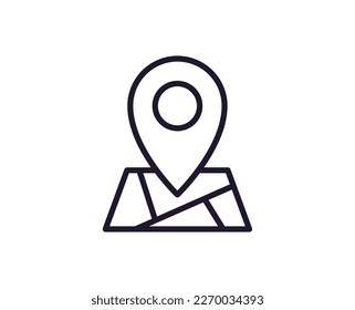 Map pin vector line icon. Premium quality logo for web sites, design, online shops, companies, books, advertisements. Black outline pictogram isolated on white background 