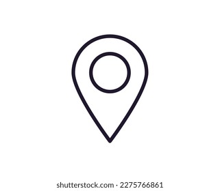 Map pin vector line icon. Premium quality logo for web sites, design, online shops, companies, books, advertisements. Black outline pictogram isolated on white background 