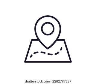 Icono de línea vectorial de pin de mapa. Logotipo de calidad premium para sitios web, diseño, tiendas en línea, empresas, libros, publicidad. Pictograma de contorno negro aislado en fondo blanco 