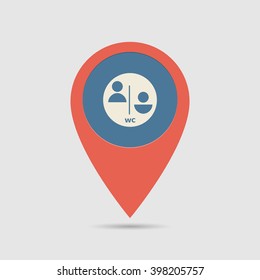 Map pin for WC, toilet location. Vector illustration