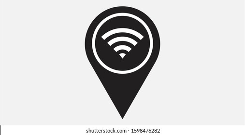 Map pin wi fi icon. Vector illustration icon. Filled vector icon. Location and wi-fi icon