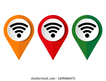 Map pin wi fi icon. Vector illustration icon. Filled vector icon. Location and wi-fi icon