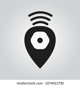 Map pin with wifi icon