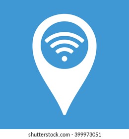 Map Pin WiFi icon on blue background.
