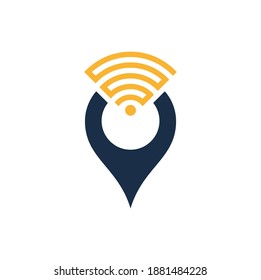 Map pin with wifi signal logo icon design vector.