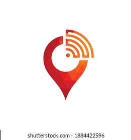 Map pin with wifi signal logo icon design vector.