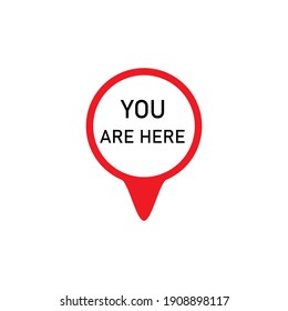 Map pin with you are here sign vector icon