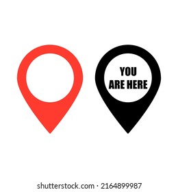 Map pin with you are here sign vector icon