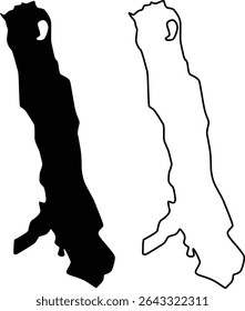 Map of Pinewood Lake Connecticut USA Silhouette Flat and Outline Design