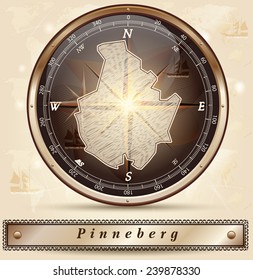 Map of Pinneberg with borders in bronze