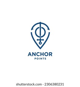 Map Pinpoint and anchor combination logo design vector icon illustration. Isolated object on white background
