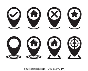 Map Pinpoint Icon, vector icon of simple forms of point of location. location icons. Modern map markers .Vector illustration on a white background. Pointer, location icon. Map With A Pin