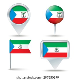Map pins with flag of Equatorial Guinea - vector illustration