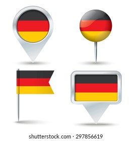 Map pins with flag of Germany - vector illustration