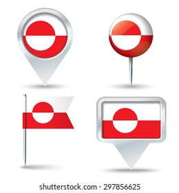 Kartenstifte mit der Flagge Grönlands - Vektorgrafik