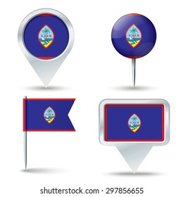 Mapa de pines con bandera de Guam - ilustración vectorial