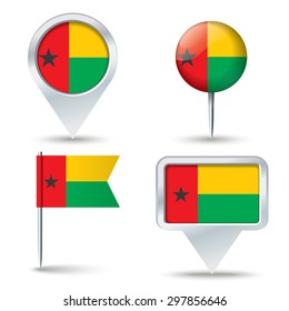 Mapa de pines con bandera de Guinea-Bissau - ilustración vectorial