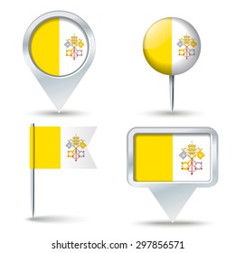Pines de mapa con bandera de la Santa Sede (Ciudad del Vaticano) - ilustración vectorial