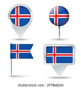 Kartenstifte mit Flagge von Island - Vektorgrafik