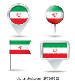 Mapa de pines con bandera de Irán - ilustración vectorial