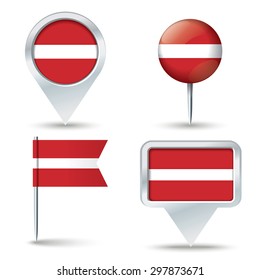 Map pins with flag of Latvia - vector illustration
