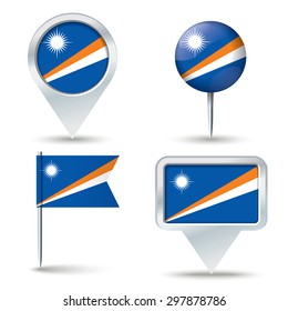 Map pins with flag of Marshall Islands - vector illustration