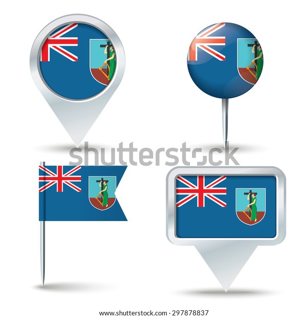 Map Pins Flag Montserrat Vector Illustration Stock Vector Royalty Free 