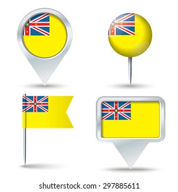 Kartenstifte mit der Flagge von Niue - Vektorgrafik