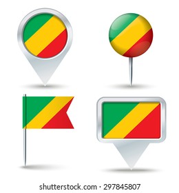 Mapa de pines con bandera de la República del Congo - ilustración vectorial