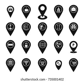 Map pins icon set. Simple set of map pins vector icons for web design isolated on white background