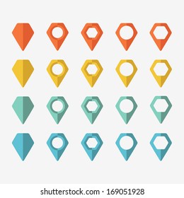 Map pins icon set. Vector illustration