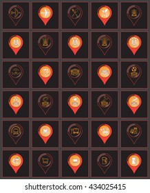 Map pins icons sets